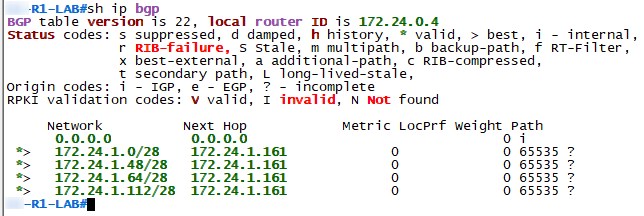 R1 BGP table 