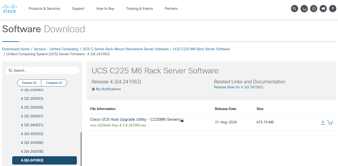 Cisco support download page 