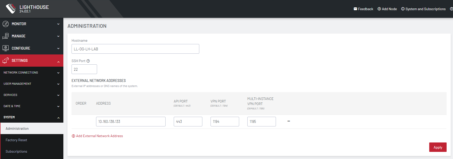 LH external ip address