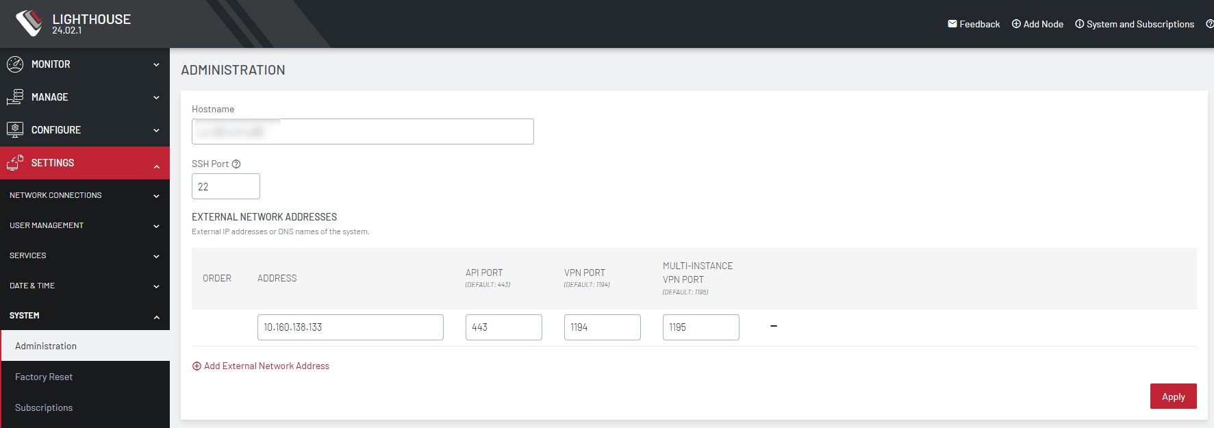 LH external ip address