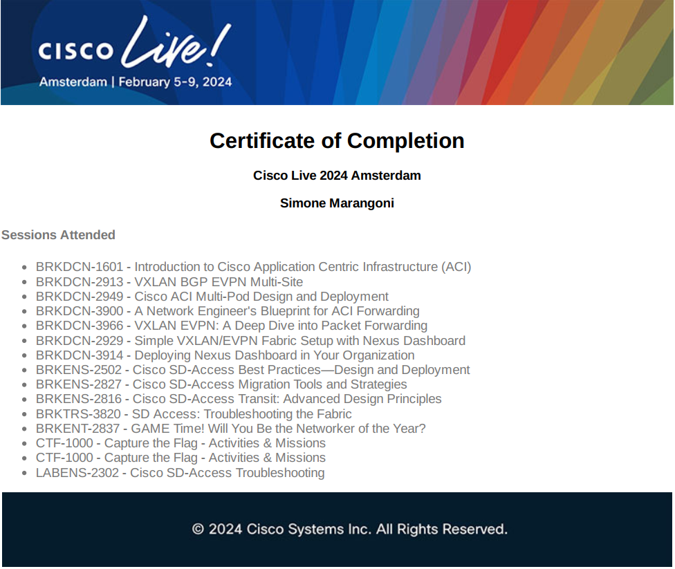 Certificate of Completion